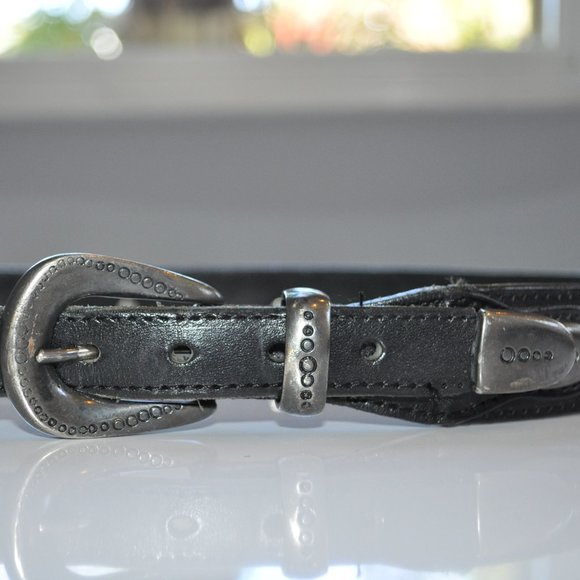 Vintage Black Leather Belt with Studs main image 7
